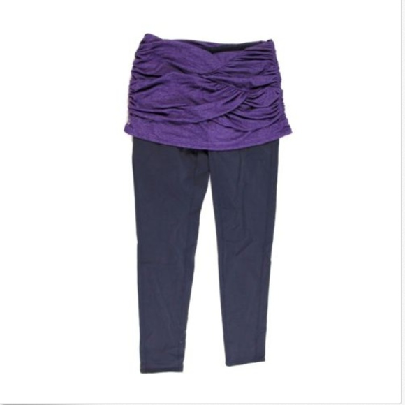 Jupe-legging Athleta Yin Yang 2 En 1 - Taille S, Gris Violet, Avec Jupette Attachée, Occasion Très Bon état